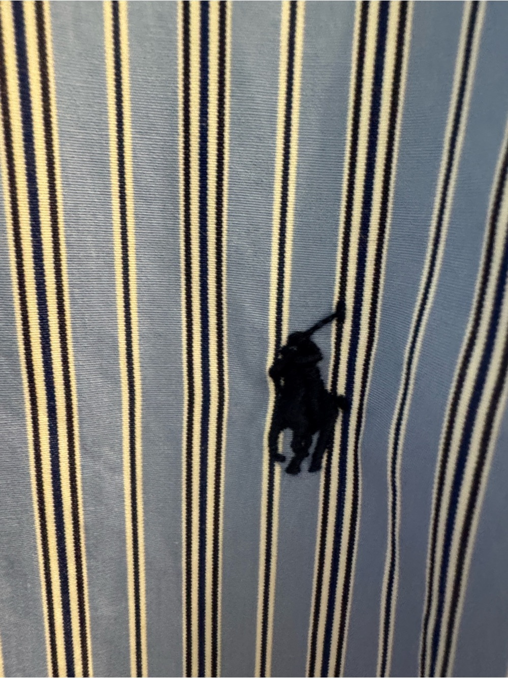 Reimagined RLauren Blue/White/navyStriped Ruffle-Collar Button-Down Shirt - Picture 4 of 7